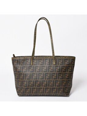 Fendi Zucca Pattern Tote Bag Brown Yellow Gold